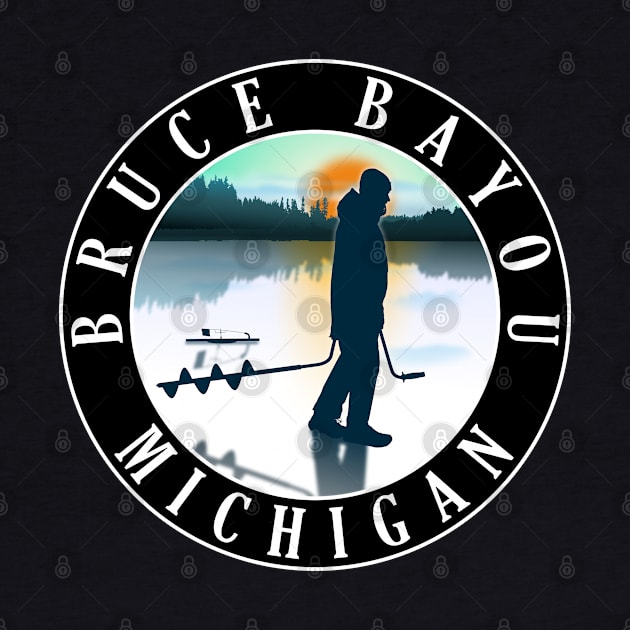 Bruce Bayou Ice Fishing Michigan Sunset by BirdsEyeWorks